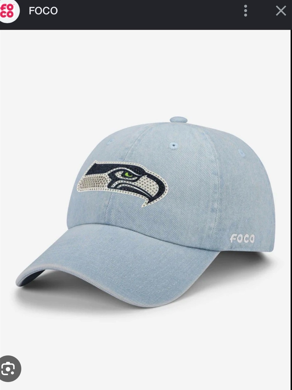 Denim Rhinestone Seattle Seahawks cap hat